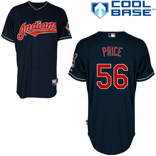 Bryan Price #56 MLB Jersey-Cleveland Indians Men's Authentic Alternate Navy Cool Base Baseball Jersey